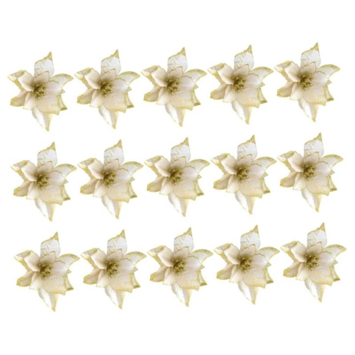 15st Weihnachtsblume Christbaumschmuck Weihnachtssternkranz Selber Machen Weihnachtssternblüten Künstliche Pflanzen Im Freien Weihnachtsglitter Künstliche Golden Plastik