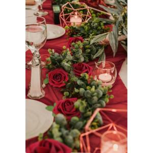 Kunstbloemen, rozen, 25 stuks, kunstrozen met steel, voor doe-het-zelf bruiloft, Valentijnsdag, Moederdag, babyshower, boeketten, bruid, woondecoratie, donkerrood