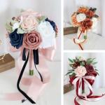 Künstlicher Blumenstrauß mit Pfingstrose und Rose für Hochzeiten, dekorative Blumenornamente, Handheld für Brautstrauß, Hochzeitsfeier