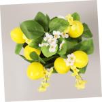5St Zitronenstrauß Zitronenblumenarrangement gelbe Vase gelbes Dekor Zitronenblumenstrauß Künstlicher Zitronenzweig gefälschte Zitronendekor mit grünen Blättern Schaum Yellow