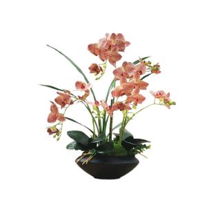 Kunstblumen Künstliche Blumen mit Blumentopf – Hotel-Tischaufsätze, künstliche Blumen, Seidenblumen, Phalaenopsis-Blumenstrauß mit Vase für jeden Anlass