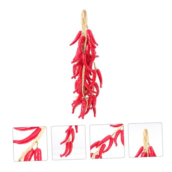 2 Sätze Simulierte Hängende Knoblauchspieße Wohnraumdeko Ladeneinrichtung Paprika Dekoration Gefälschte Hängende Pfeffergirlande Pfeffer Für Bauernhausdekor Schaum Rot 5 Stü