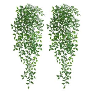 Hangende , 2 stuks, 95 cm, mandala, kunststof, planten, , groene hangplant voor muren, vensterbank, kast, decoratie, balkon, muur, hangmand, decoratie