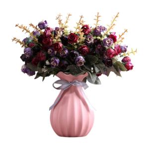 Kunstblumen Künstliche Rosen, kreative Mode, modernes Wohnzimmer, Esstisch, Fernsehschrank, getrocknete Blumen, Blumenarrangement (Keramikvasen). für jeden Anlass