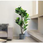 Lebensechter Kunstbaum Künstliche Pflanzen Gefälschter Gummibaum Grünes Blatt Tropische Pflanzen mit Topfgrün Floral Jungle Party Home Garden Decor Dekorationspflanze