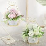 Kunstblumen Künstliche Blumen, Hortensie, Chrysantheme, Kunstblumen, Dekor, Keramik-Pflanztopf, Tischplatten-Pflanzgefäß für jeden Anlass