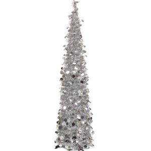 Kunstkerstboom 150 cm (5ft) inklapbare klaterboom met kleurrijke pailletten voor huis, kantoor, kerstboomdecoratie