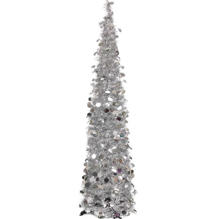 Kunstkerstboom 150 cm (5ft) inklapbare klaterboom met kleurrijke pailletten voor huis, kantoor, kerstboomdecoratie