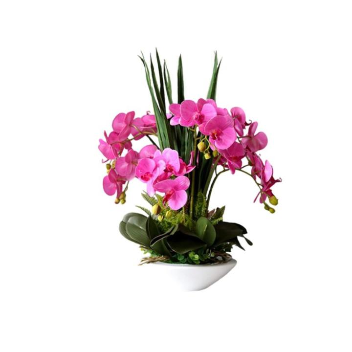 Kunstblumen Künstliche Pflanzen, Orchideen-Blumen-Arrangement für Hotel-Heimdekoration, PU-Kunstpflanzen, 7 Zweige, Phalaenopsis-Blumen für jeden Anlass