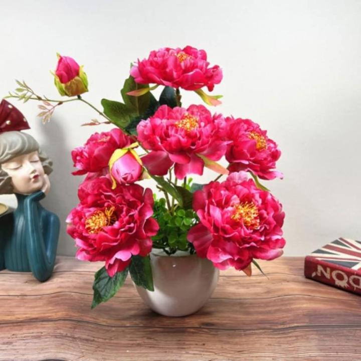 Kunstblumen Künstliche Pfingstrosen, Blumenarrangements, Zimmerpflanze für Heimbüro-Dekoration, künstliche Bonsai-Baum-Pfingstrose, 5 Farben für jeden Anlass