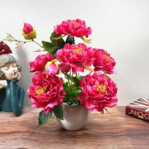 Kunstblumen Künstliche Pfingstrosen, Blumenarrangements, Zimmerpflanze für Heimbüro-Dekoration, künstliche Bonsai-Baum-Pfingstrose, 5 Farben für jeden Anlass