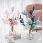 Kunstblumen Künstliche Blumen-Pflanzen-Set, künstliche Seidenblumen mit Leichter Luxus-Vase aus Schmiedeeisen, für den Hochzeitshausgarten für jeden Anlass