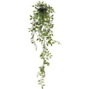 Set van 2 kunstmatige potplanten hangende wijnstokken groene hangende in potten faux hangende planten binnenshuis kamerplanten opknoping voor plank woonkamer badkamer keuken muur