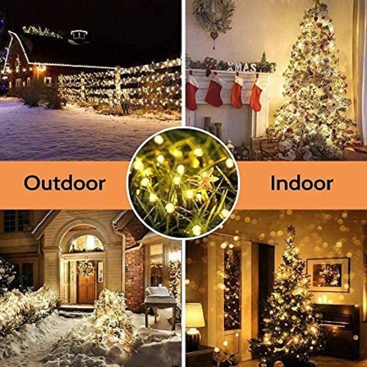 Led-clusterlichtsnoer, werkt op stroom, decoratie voor en buiten, tuin, kerstboom, bruiloft (2000 leds, warm wit continu licht)