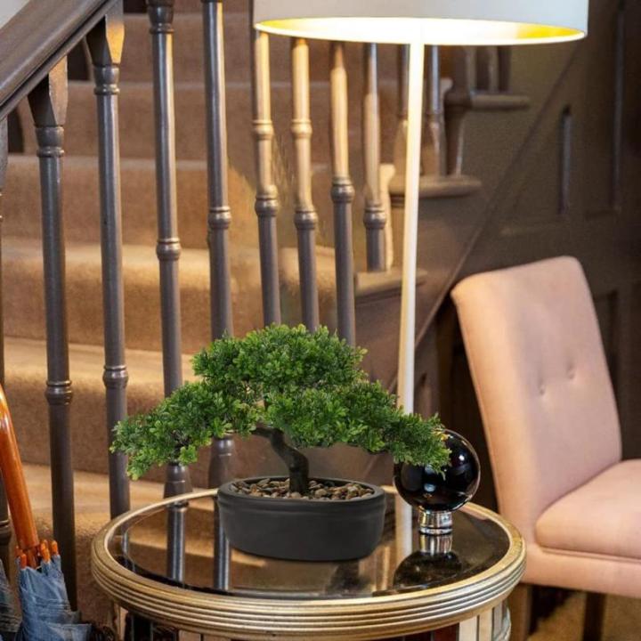 Kunstmatige bonsai in pot, kunstmatige bonsai boom, bonsai kunstplant als echt, Japanse decoratie kunstboom bonsai podocarpus, kunstkamerplanten voor badkamerdecoratie, bureau, ven