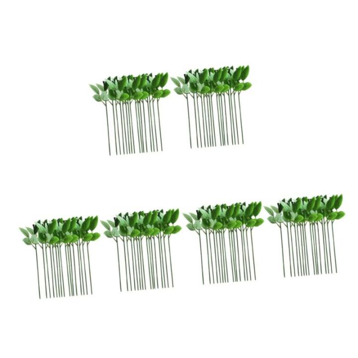 120 STK Rosenstiel künstlicher Kranz Rosenblütenstiel grünes Blatt künstliche blüten Artificial künstliche Rosen handgemachtes Material grüner Blumenstieldraht Kunststoff