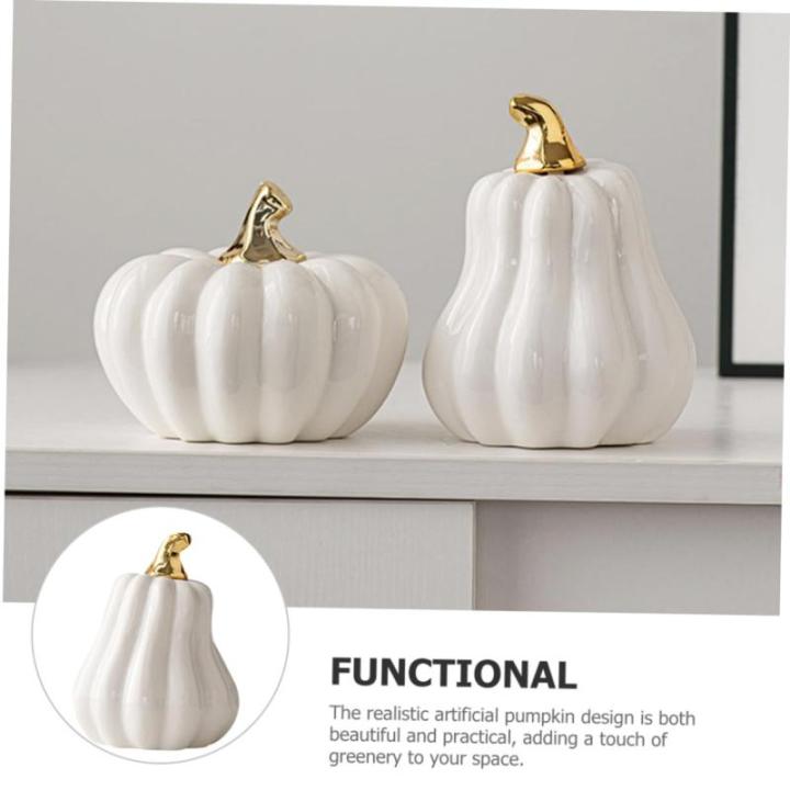 Nordic Keramische Pompoen Oogsten Herfst Pompoen Figuren Kunstmatige Groente Realistische Pompoen Herfst Figuur Pompoen Decoratie Sculptuur Halloween Wit