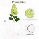 Set van 3 kunstmatige hortensia's kunstbloemen als echte lentebloemen, pluimhortensia, 73 cm, groene decoratieve bloemen, kunsttakken voor bloemstuk, thuis, resto, lentedecoratie