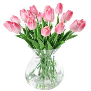 10 stuks PU Real Touch Latex Kunstmatige tulpen neptulpen bloemen boeketten bloemenarrangement voor huis kamer bruiloftsboeket middenstuk, roze