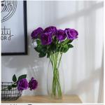 12 stuks Kunstmatige Rozen, 53cm Kunstrozen Enkele Lange Steel , Realistische voor Bruiloftsboeket, Thuis Tuin Woonkamer Hotel Kantoor Decoratie (Violett)