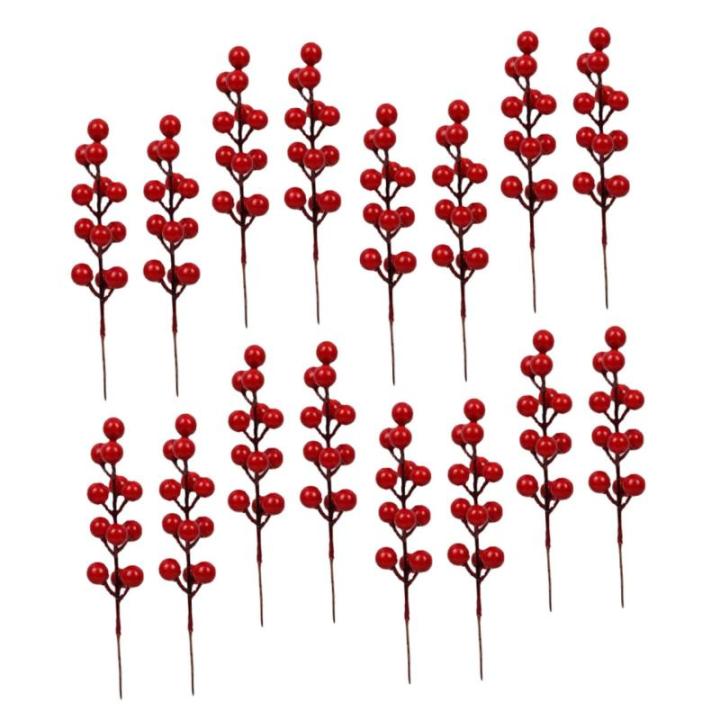 20st Simulation Rote Fruchtgabel Weihnachtsbeeren Picks Künstliche Rote Beeren Zweig Der Stechpalme Rote Beerenzweige Tannenzapfen-beerenpflücker Vasenfüller Rote Beere Schaum