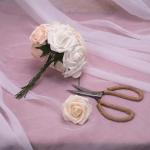 Kunstbloemen, rozen, 25 stuks, kunstrozen met stelen, kunstbloemen, rozen voor bruiloft, thuis, feest, babyshower, Valentijnsdag, decoratie, serie champagnekleur