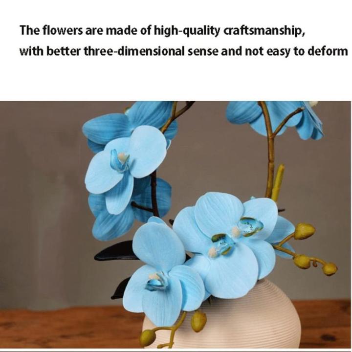 Kunstblumen Künstliche Phalaenopsis-Blumen-Arrangement Kunstpflanzen im Keramiktopf Seidenblumen für Hausdekorationen, Badezimmer für jeden Anlass