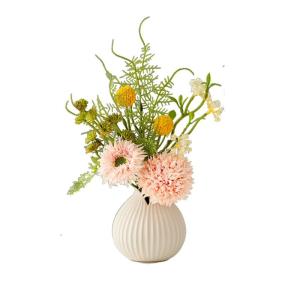 Kunstblumen Künstliche Blumen mit Keramikvase, Seidenblumenarrangements, künstliche Kunstblumensträuße für Büro, Zuhause, Festival-Dekoration für jeden Anlass