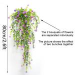2 stuks aan de muur, kunsthangplanten, bloemenhangers, klimop, kunstrozen, rode bloemen, kunstplanten, hangers voor balkon, 90 cm (rood, roze)