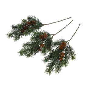 Kunstmatige dennentak/kersttak (spuitgiet) met kleine kegels (3 stuks)