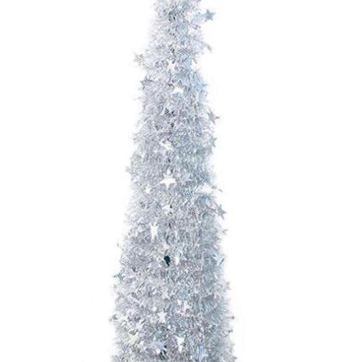 Weihnachtsbaum, PVC-Stern-Glitzer, Festliche, Faltbare Weihnachtsbaum-Figur, Dekoration für Zuhause, Hotel (Silver)
