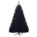 Kunstkerstboom, 180 cm/225 cm, zwart, dennenboom met metalen standaard, kerstboom, pvc-punten, ideaal voor thuis, kantoor, winkels en hotels (180 cm)