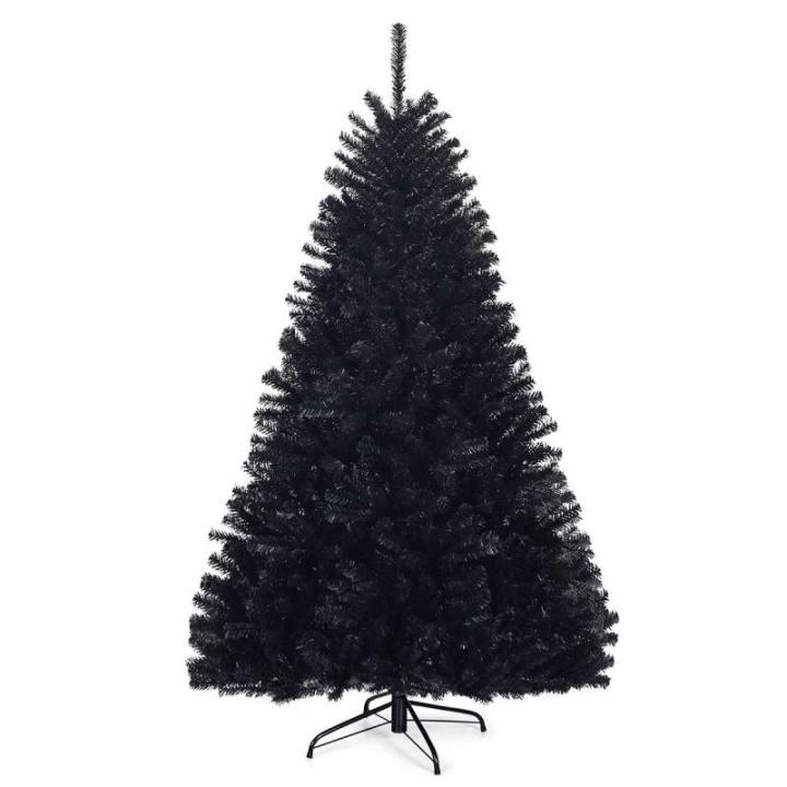 Kunstkerstboom, 180 cm/225 cm, zwart, dennenboom met metalen standaard, kerstboom, pvc-punten, ideaal voor thuis, kantoor, winkels en hotels (180 cm)