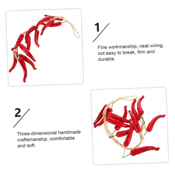 3 Stück Schnur Künstlicher Roter Pfeffer Küche Zum Aufhängen Künstliches Gemüse Falsches Gemüse-Chili Simulation Pfeffer Wohnaccessoires Dekor Lebensmitteldekor Pflanzen Dek