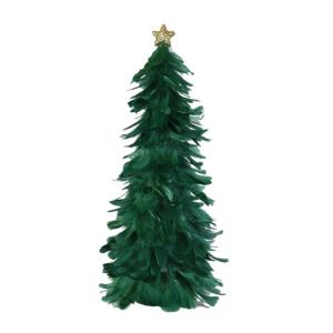 Einzigartiges Federbaum-Design, festlicher Tafelaufsatz, Weihnachtsdekoration, handgefertigte Figur mit Sternaufsatz, Ferienhaus für Neujahr, Grün