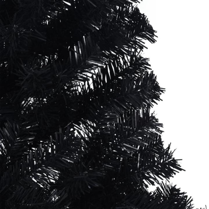 Kunstkerstboom, halve kerstboom met standaard, 240 cm hoog, kerstdecoratie kunstboom, hoge kunstboom, kerstboom, PVC en staal, zwart