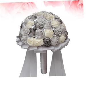1stk Braut Rose Hochzeitssträuße Für Brautjungfern Braut Hochzeitsstrauß Weißer Blumenstrauß Brautstrauß Aus Strass Braut Rosen Frische Blumen Strauß Braut Silver