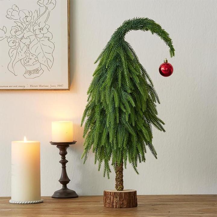 Kleiner Weihnachtsbaum 30 cm/45 cm/60 cm Christbaumschmuck, Bezaubernder Christbaumschmuck mit krummem Hals, künstlicher Mini-Weihnachtsbaum für Weihnachten, Festliche Feiertage,