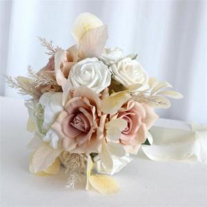 Künstliche Rosen aus Seide, herrliche Blumensträuße für die Hochzeitsfeier, Braut, 12 Zoll, ausgefallenes Rosenthema