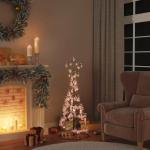 Kerstboom kegelvorm met ballen 80 leds warm wit 120 cm