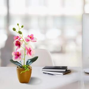 4 stuks kustelijke orchideeën in pot, kunstbloemen, orchideeën, kustbloemen in pot, kustplanten voor thuis, balkon, bruiloft, tuindecoratie (26 cm)