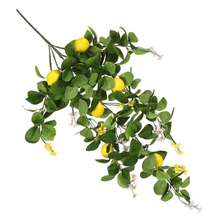 2St Simulation Zitronenrattan Ramo de Flores Artificiales künstliche Pflanzen Künstliche Zitronenpflanze Dekorative Zitronenpflanze Baum-Zitronenzweig-Ornamente Zitronenpflücker