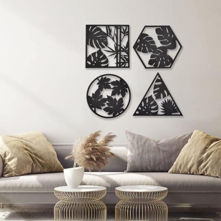 Houten bladeren muur decor, blad muur opknoping, 4 bladeren muur kunst, minimalistische muur decor, Boho muur kunst, woonkamer muur decor, slaapkamer decor