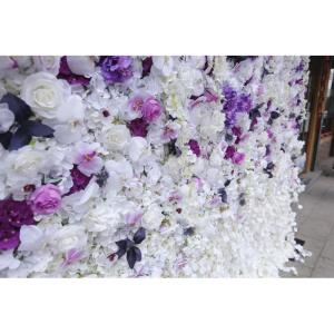 Künstliche Blumen-Wandpaneele, Lila Und Weiß, Kunstrosen, Künstliche Blumen-Hintergrundpaneele Für Hochzeit, Party, Event, Blumen-Wanddekoration(2.4M*3M)