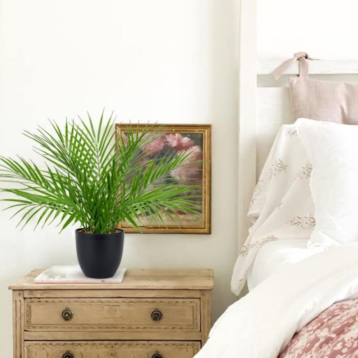 Kunstplant 38 cm nepplanten in potten kunstmatige areca palmplant decoratieve in pot realistische tropische kamerplant binnen voor thuiskantoor slaapkamer badkamer keuken bureau de