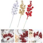 30 glitzernde künstliche Glitzer-Beerenstiel-Ornamente, Weihnachtsbaum-Plektren, glitzernde Zweige für Weihnachtsbaumdekoration, DIY, Basteln, Dekoration, Heimdekoration (Gold)