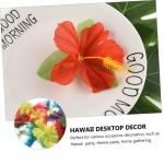 3 Sätze Simulation Hibiskus Dekor Tropische Hawaii-Ornament Abs Simulation Blumenornament Künstliches Blumenarrangement Girlande Künstliche Stoff 72 Stück * 3