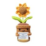 Handgefertigte Häkelblumen, Strickpuppe, Emotionale Unterstützung Lustige Häkelblume, Kleine gestrickte Schreibtischdekoration im Topf, süße gehäkelte Sonnenblumen für Kinde