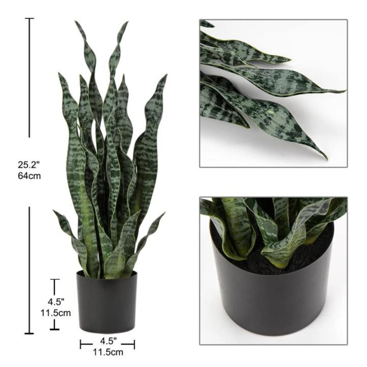 Sansevieria , 2 stuks, hoogte 64 cm, , decoratie, woonkamer, plant, kamerplanten, balkon, kantoor, decoratie, kunstplant voor tuin, kantoordecoratie