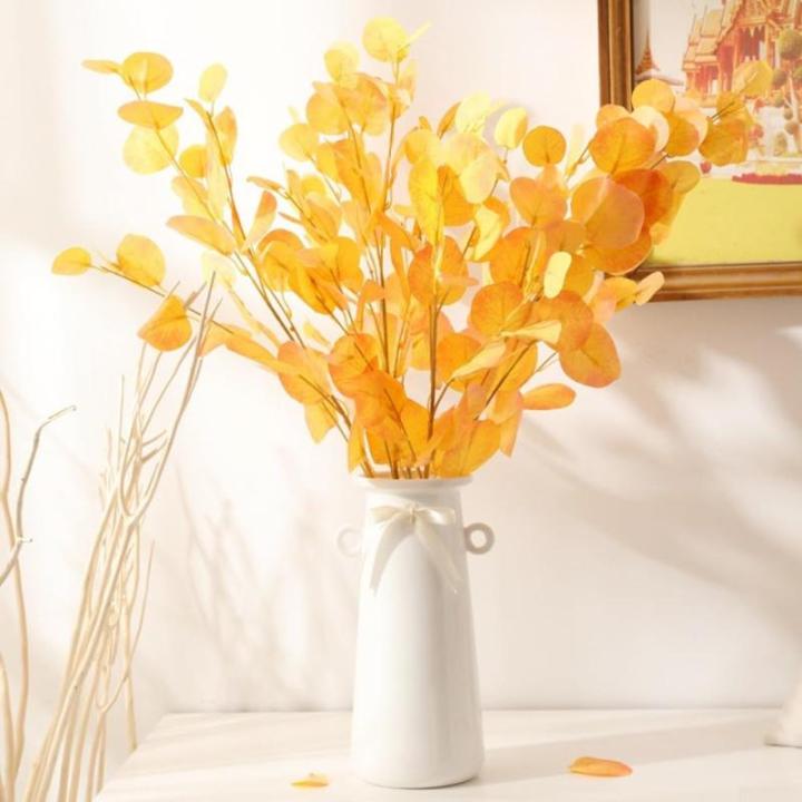Eukalyptus-Stiele, künstliche Eukalyptusblätter, Stiele, künstliche Blumen für Zuhause, Büro, Blumenstrauß, Tafelaufsatz, Hochzeitsdekoration, Weihnachten (rot)